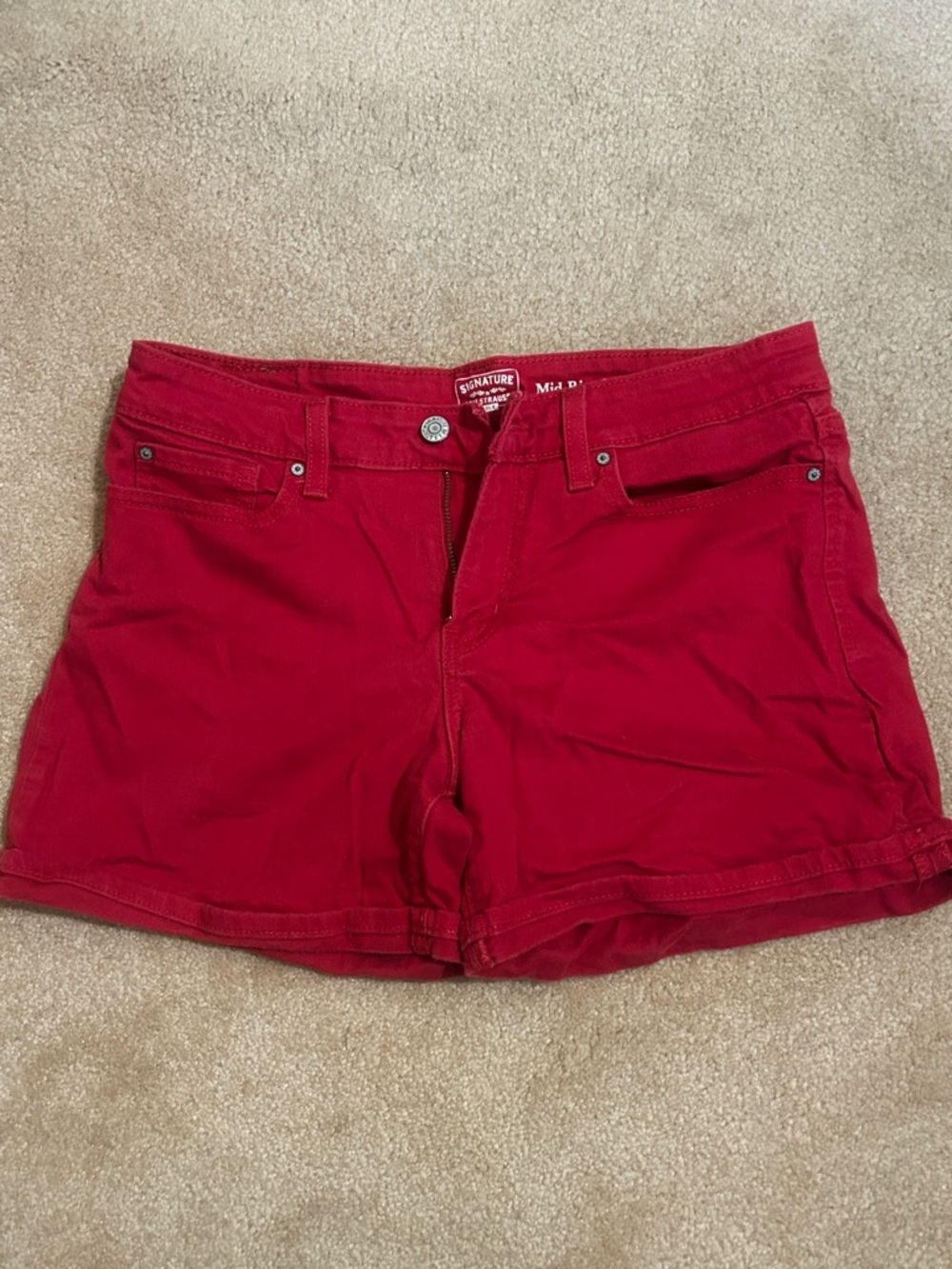 Red Women’s Mid-Rise Shorts